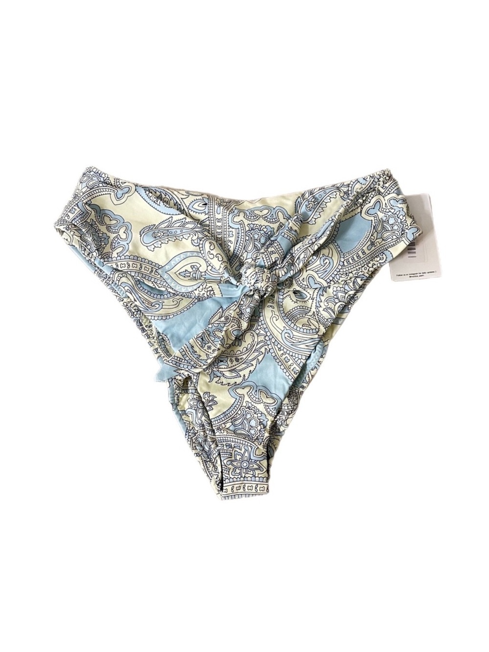 Montce Light Blue Paisley Tie-Front Bikini top with Paula Tie Up Bikini Bottom - Picture 3 of 8